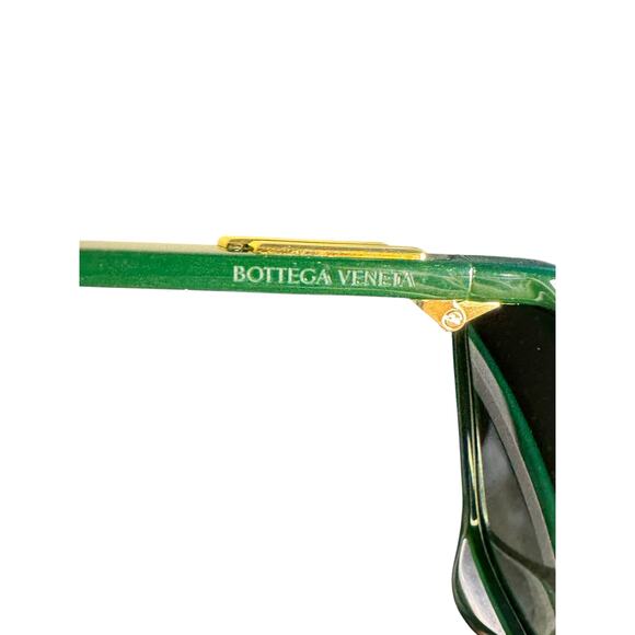 Bottega Veneta NWT BV1328SA Green and Gold Rectangular Sunglasses - Picture 6 of 10